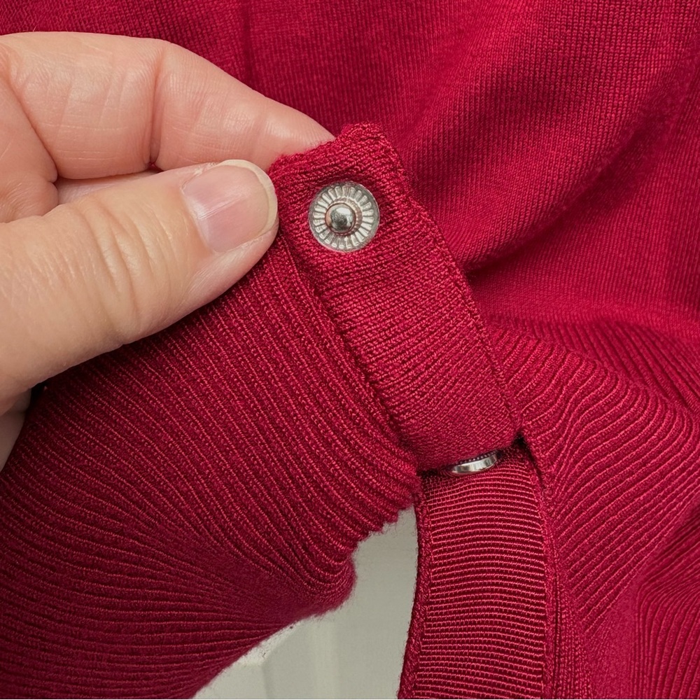 White House Black Market Red Cardigan with Floral Accents - Picture 6 of 10